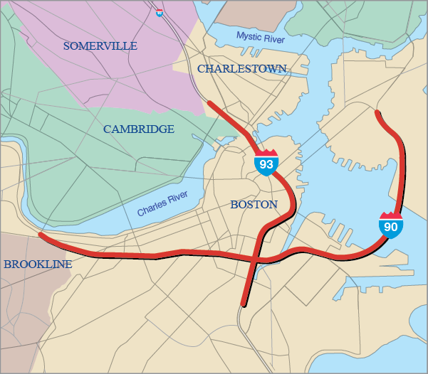 Boston: Guide and Traffic Sign Replacement on Interstate 90/93 within Central Artery/Tunnel System